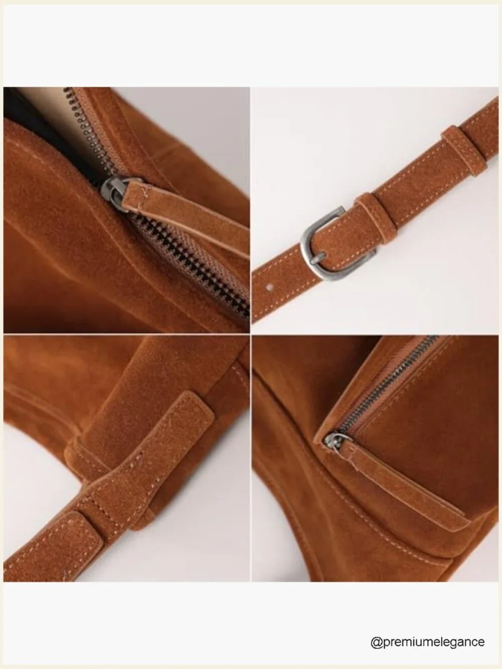 Slouchy Suede Leather Shoulder Crossbody Hobo Tote with Zip Top Pocket